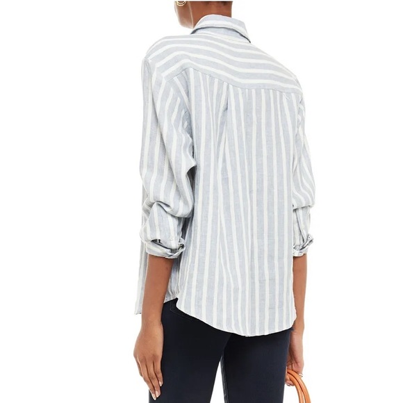 Excellent FRAME Striped Linen Light Blue Shirt - Picture 3 of 4
